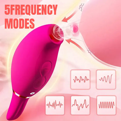 Red double-headed rose sucking vibrator, mini shape