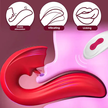 4 in 1 clitoral suction cup rose toy with vibrating tongue