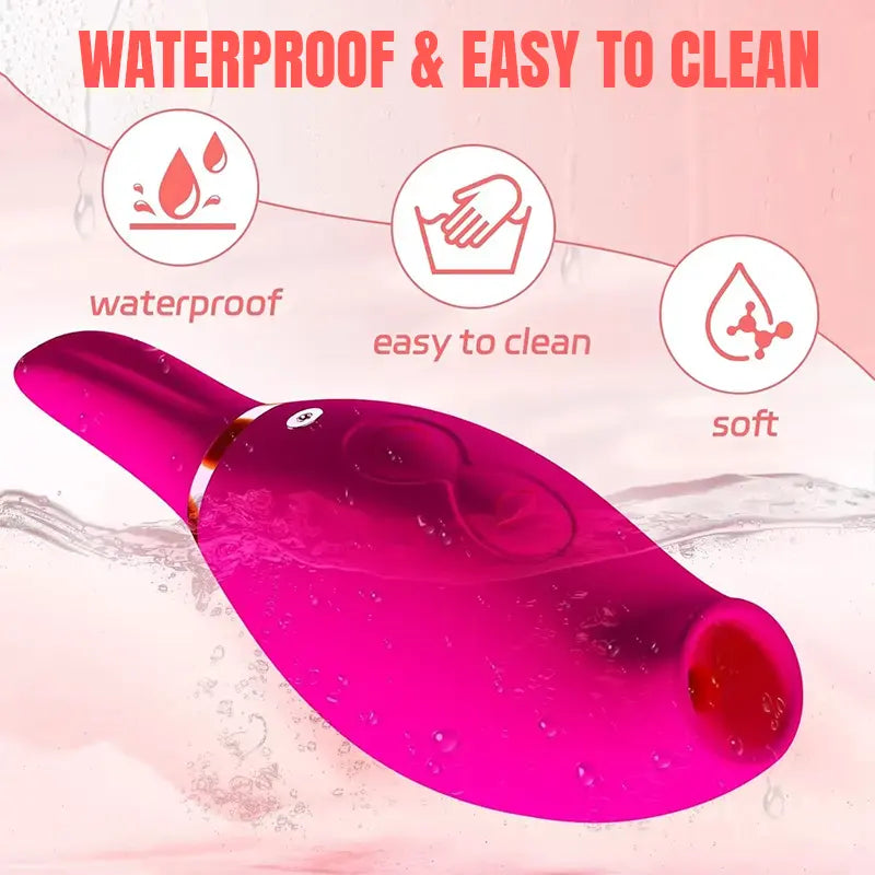 Red double-headed rose sucking vibrator, mini shape