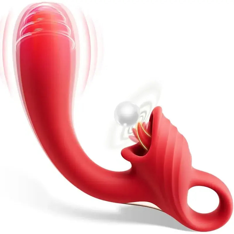 Rabbit vibrator with tongue sucking vibrator