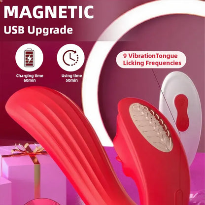 4 in 1 clitoral suction cup rose toy with vibrating tongue