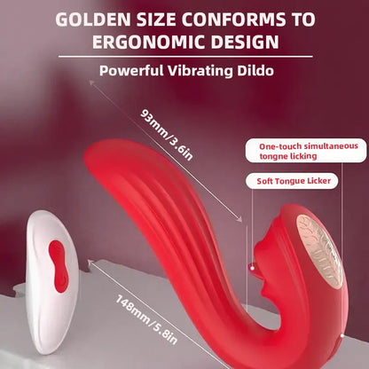 4 in 1 clitoral suction cup rose toy with vibrating tongue