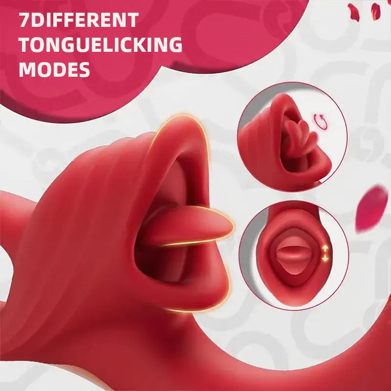 Rabbit vibrator with tongue sucking vibrator