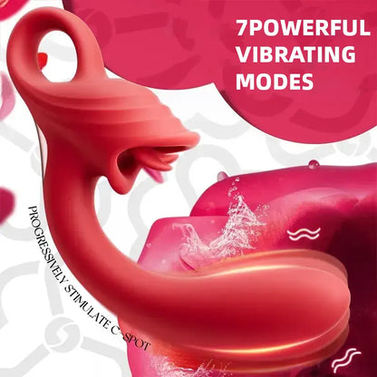 Rabbit vibrator with tongue sucking vibrator