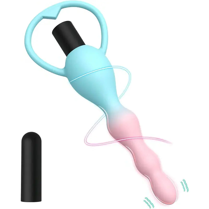 Beaded butt plug vibrator with 10 vibration modes