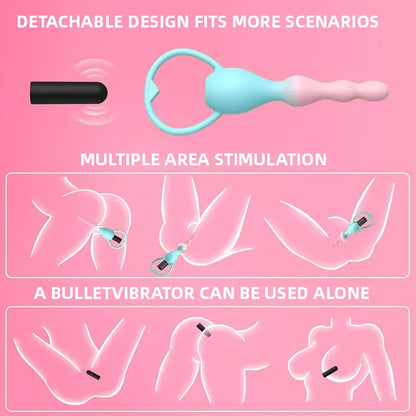 Beaded butt plug vibrator with 10 vibration modes