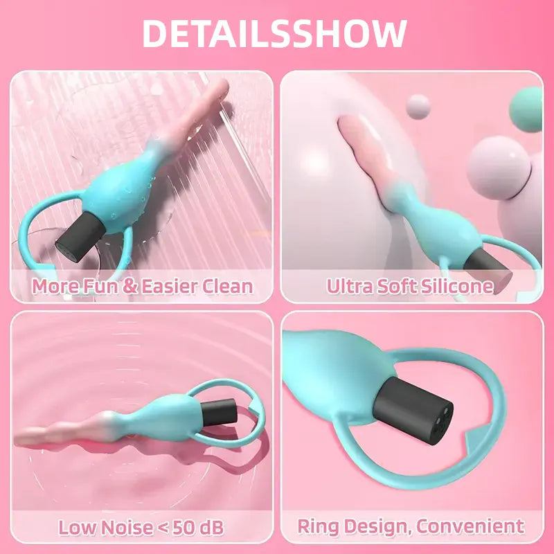 Beaded butt plug vibrator with 10 vibration modes