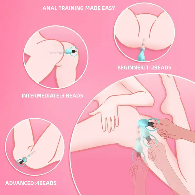 Beaded butt plug vibrator with 10 vibration modes