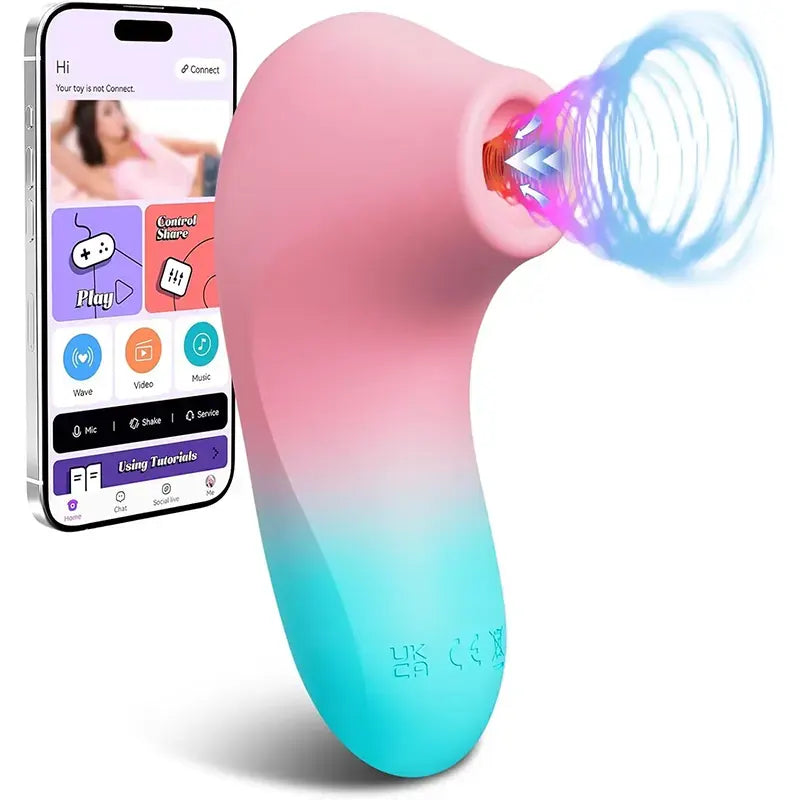Mini blue &amp; pink remote control sucking vibrator