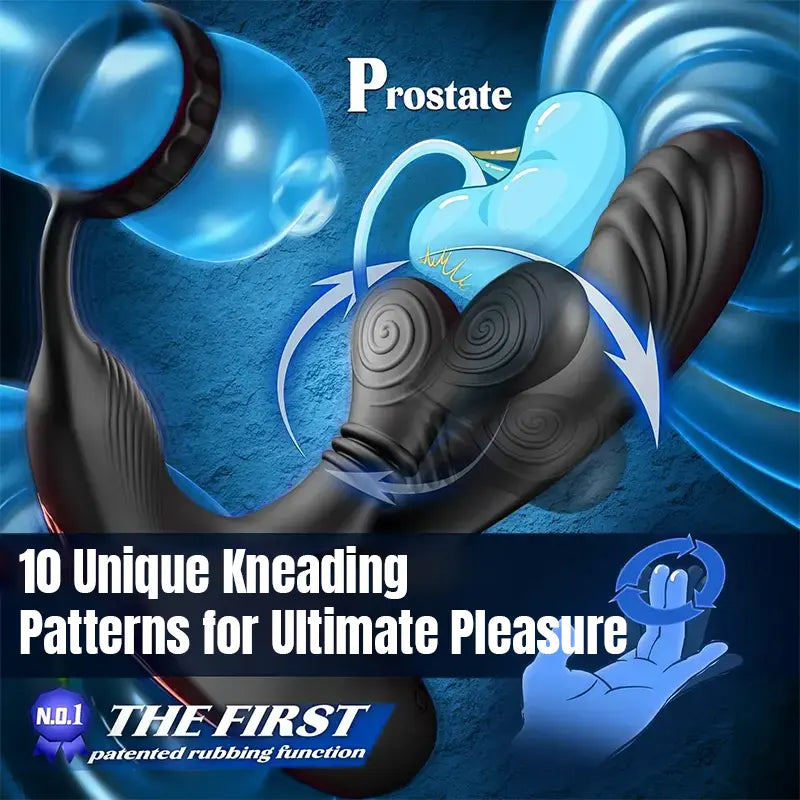 Prostate massager with 10 vibration modes and penis ring