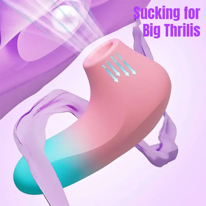 Mini blue &amp; pink remote control sucking vibrator