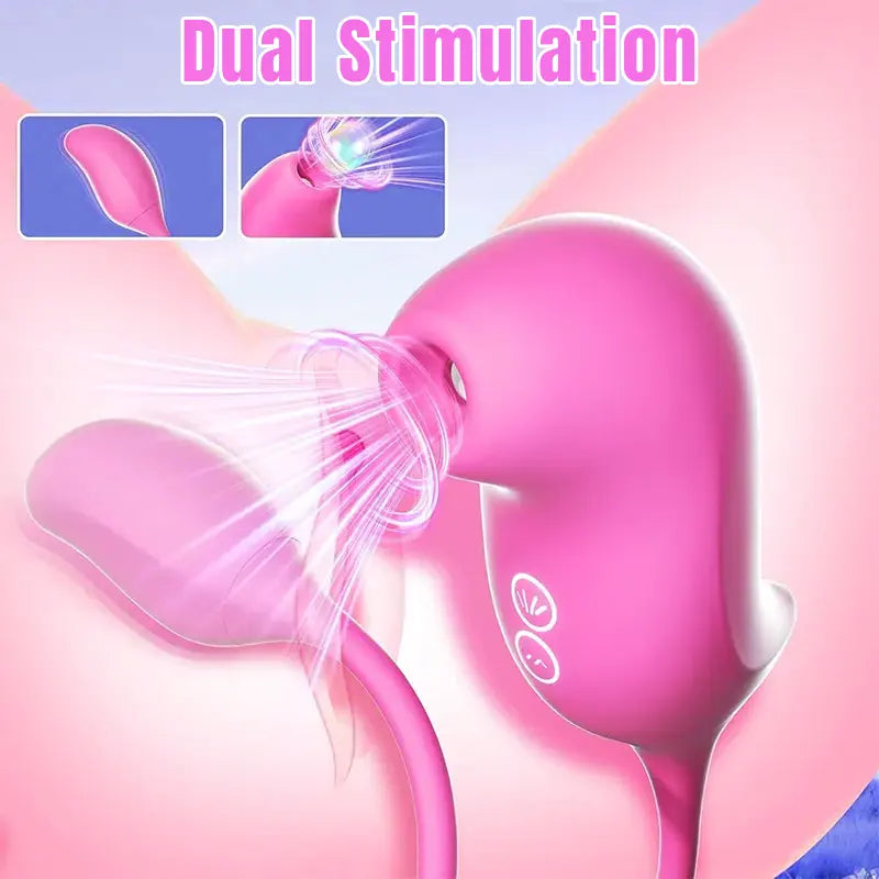 Pink double-headed stretchable clitoral suction cup