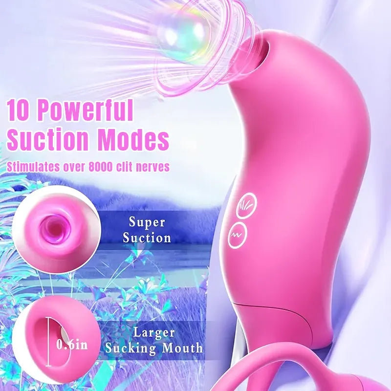 Pink double-headed stretchable Rose Clit Sucker