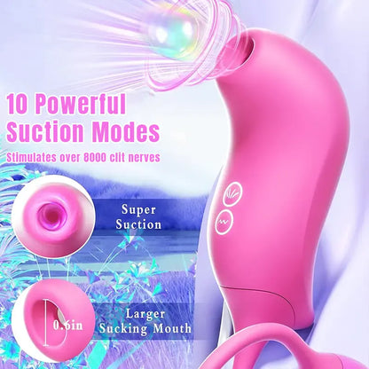 Pink double-headed stretchable Rose Clit Sucker