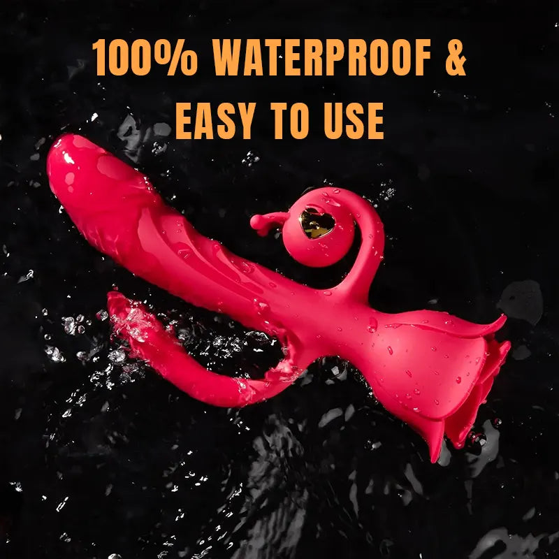 Triple Stimulation Red Rose Rabbit Vibrator Vaginal Clitoral Toy