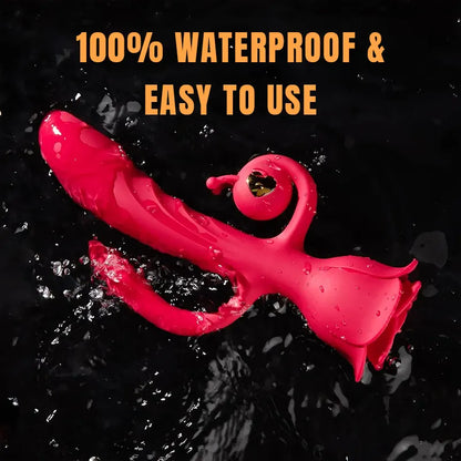 Triple Stimulation Red Rose Rabbit Vibrator Vaginal Clitoral Toy