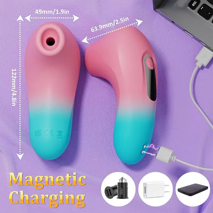 Mini blue &amp; pink remote control sucking vibrator