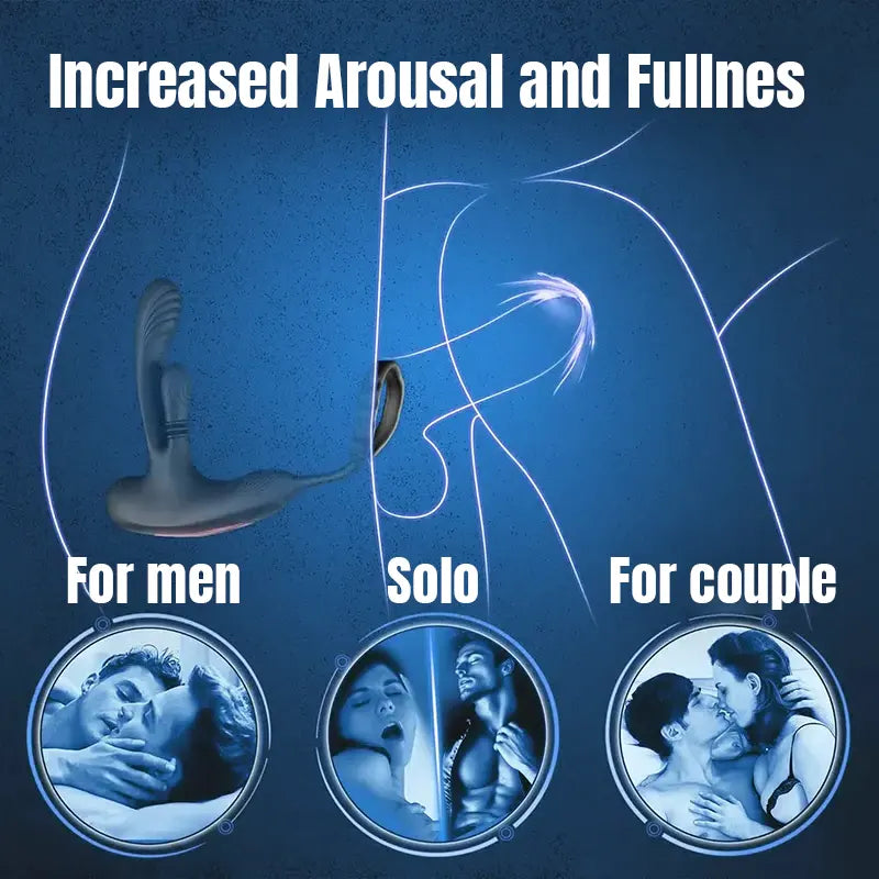 Prostate massager with 10 vibration modes and penis ring