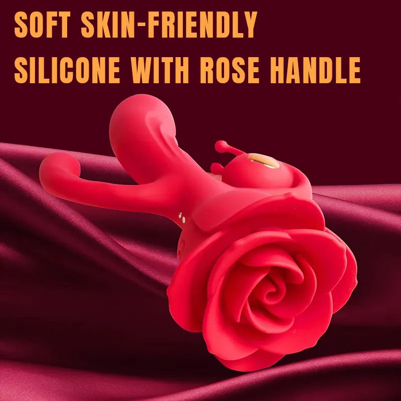 Triple Stimulation Red Rose Rabbit Vibrator Vaginal Clitoral Toy