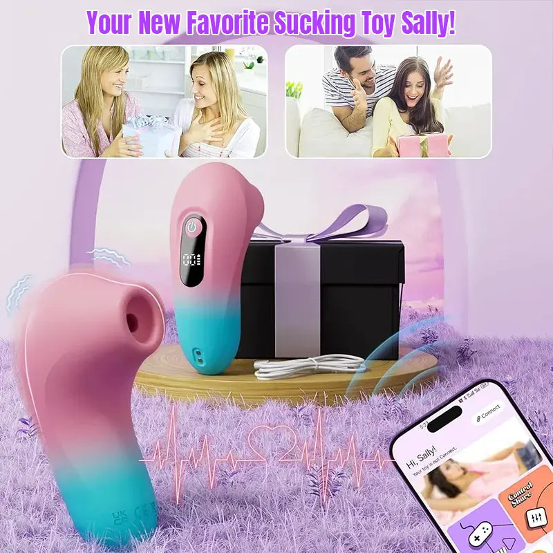 Mini blue &amp; pink remote control sucking vibrator