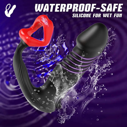 5-in-1 APP Anal Vibrator 9×9×9 Mode Vibrating Penis Ring