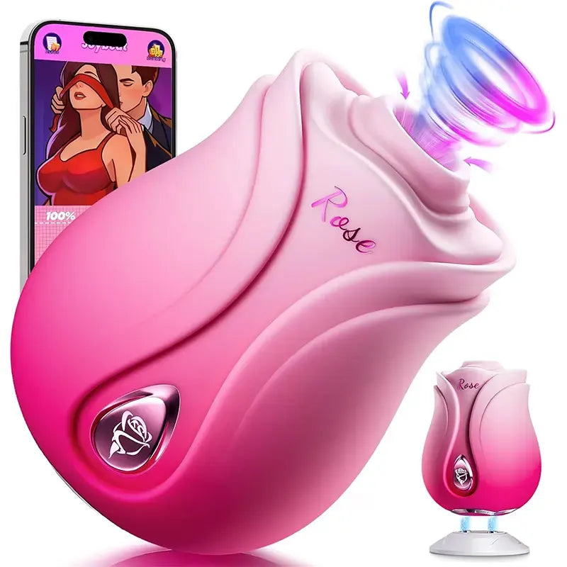 App-controlled 10 suction mode pink petal rose toy