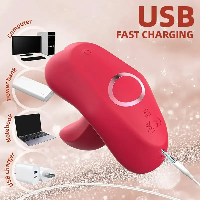 Mini red lip shape 180° vibrating tongue vibrator