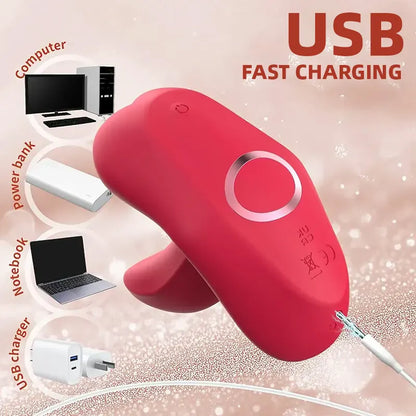 Mini red lip shape 180° vibrating tongue vibrator