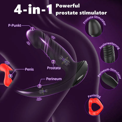 5-in-1 APP Anal Vibrator 9×9×9 Mode Vibrating Penis Ring