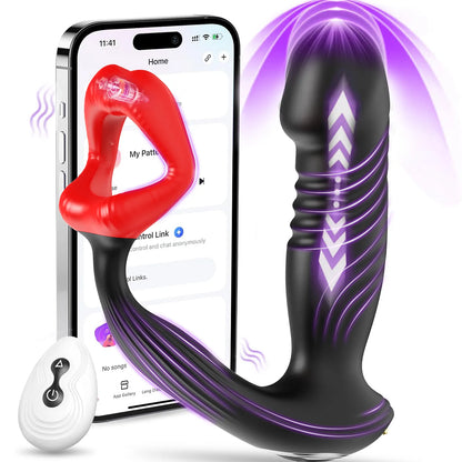 5-in-1 APP Anal Vibrator 9×9×9 Mode Vibrating Penis Ring