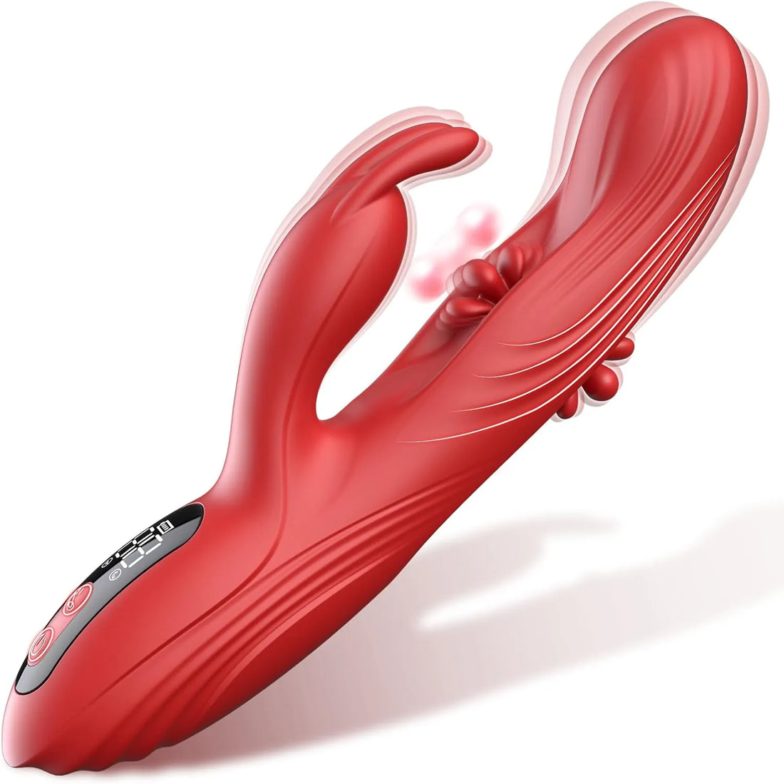Red triple stimulation rabbit G spot vibrator with 9 Vibrations & Tapping