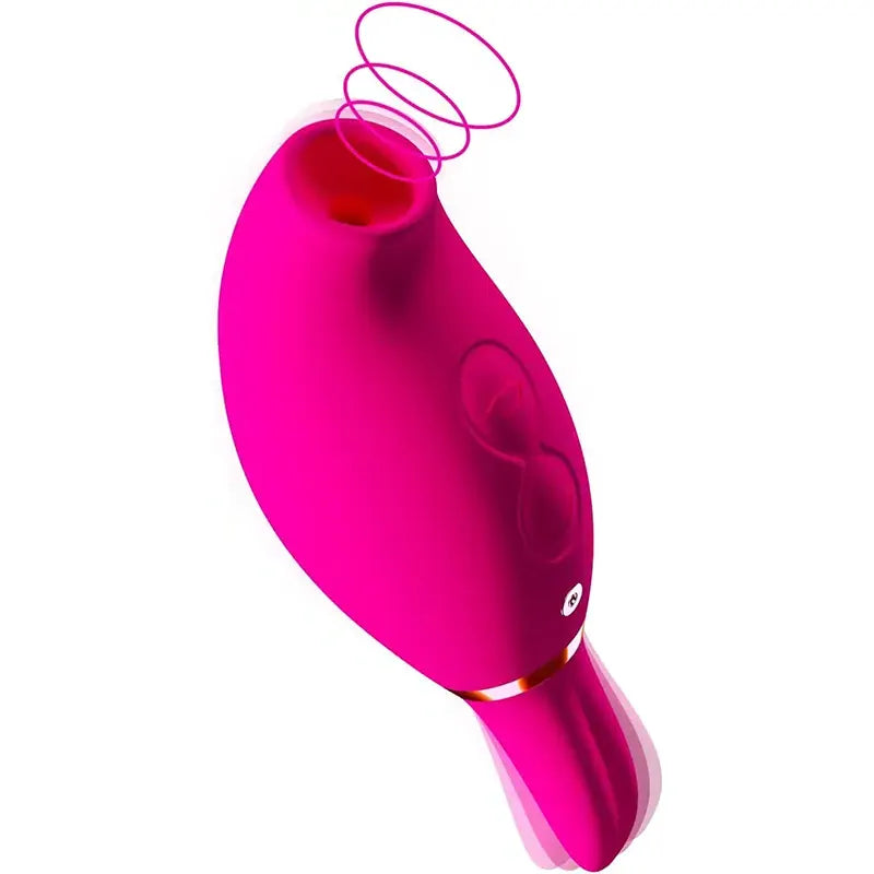 Red double-headed rose sucking vibrator, mini shape