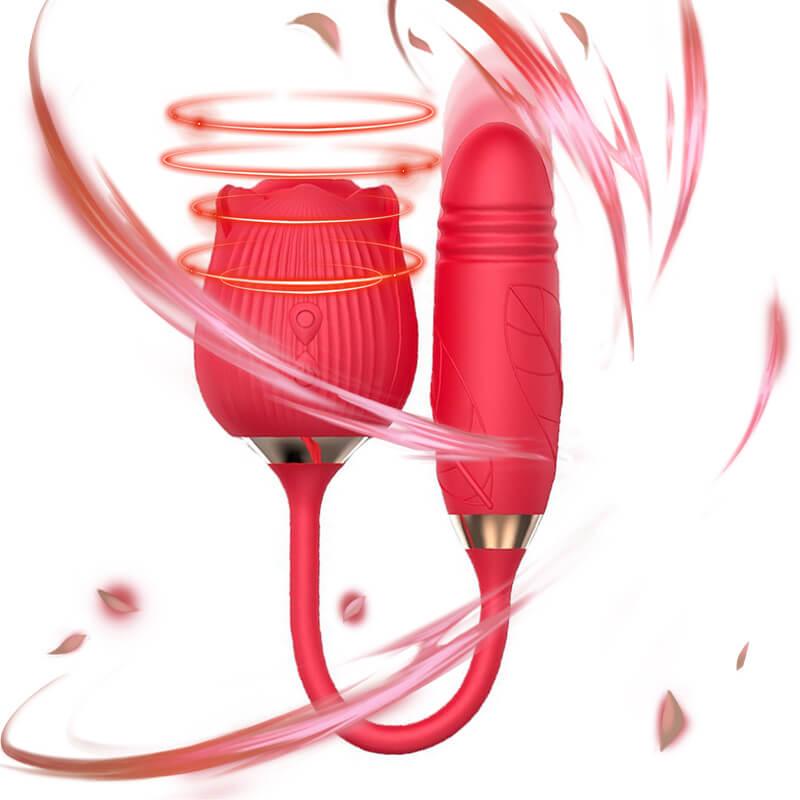 rose toy clit sucker &amp; vibrator red