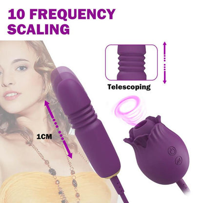 Rose Pleasure Combo Vibrating Expanding Sucking - Inyarose