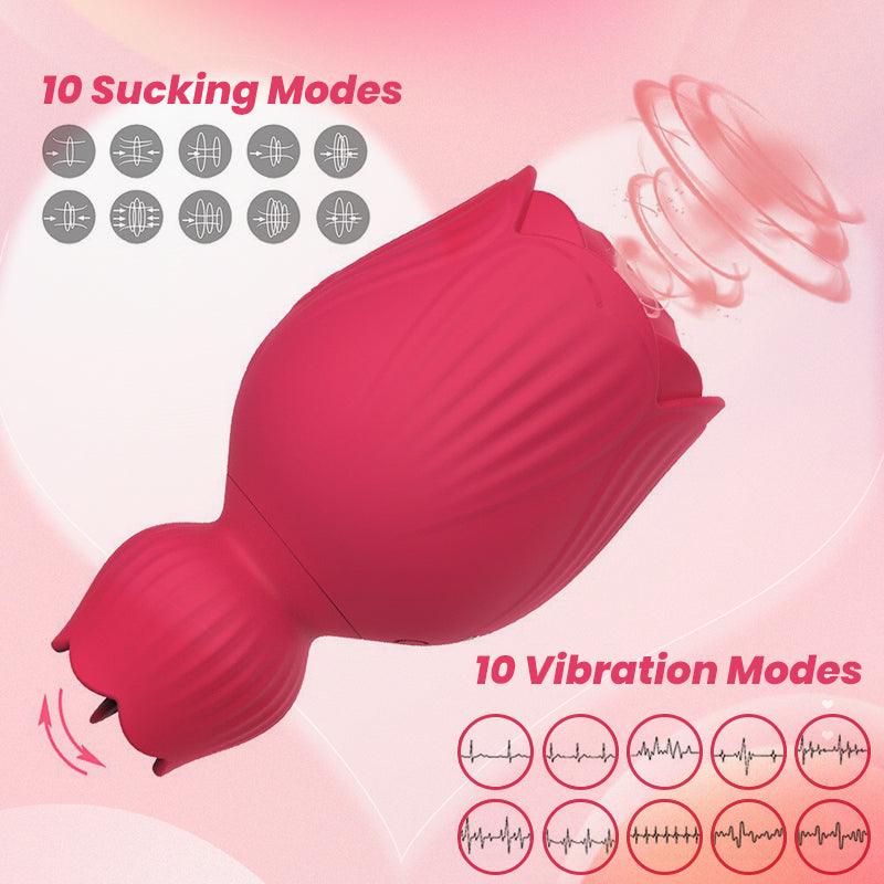 2-in-1 Rose Suction Vibrator - Inyarose