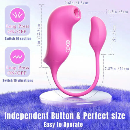Pink sucking vibrator connected to vibrating egg