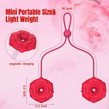 Rose Silicone Portable Rechargeable Nipple Vibrator