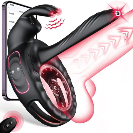 Couple's Vibrator Sleeve with Rabbit Clitoris Stimulator