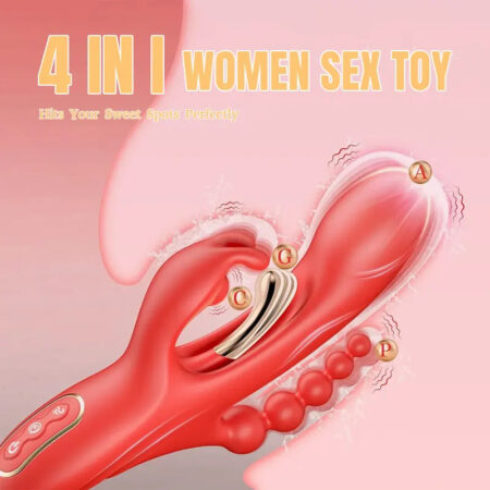 Realistic 4-in-1 Vibrating Anal & Vaginal Dildo with Suction