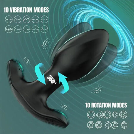 10-Mode Vibrating & Rotating Anal Plug with Remote Control