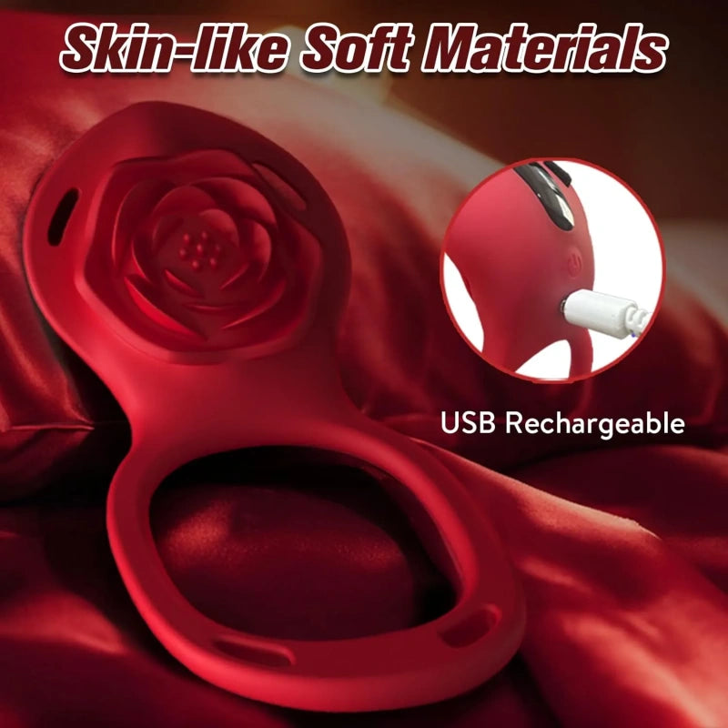 Remote-Controlled Vibrating Rose Cock Ring