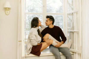 a couple are having sweet time together