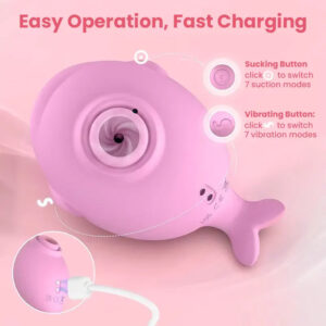Two-in-one whale-shaped suction cup vibrator