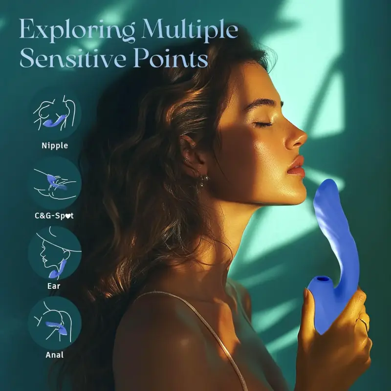 Blue suction massager for clitoral nipples and anus