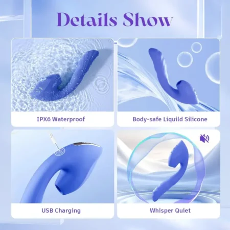 Blue suction massager for clitoral nipples and anus
