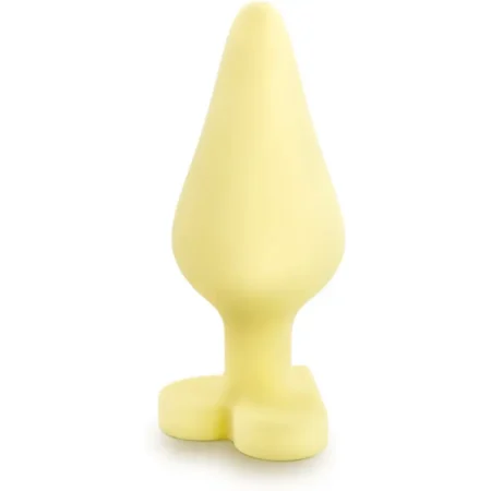 Heart-shaped yellow 3.5-inch satin silicone anal plug