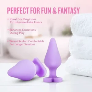 Heart-shaped yellow 3.5-inch satin silicone anal plug