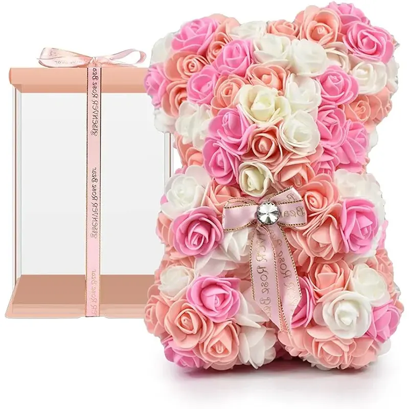 Hand Made Artificial Flowers Rose Bear