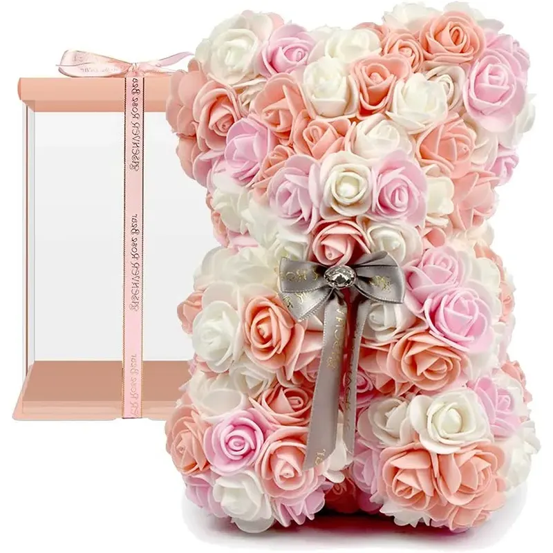 Hand Made Artificial Flowers Rose Bear