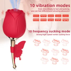 Rose-shaped vibrating clitoral sucking toy (handheld)